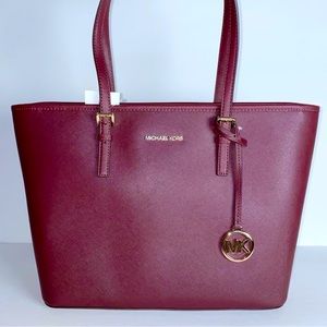 Michael Kors Jet set Travel Top Zip Tote Merlot handbag